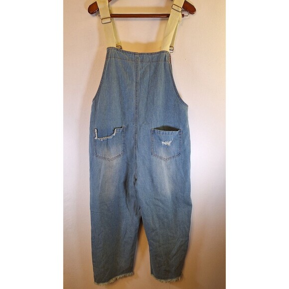 MONTHORIGIN Denim Overalls Women Jeans Blue Bib Distressed Small Baggy Gorpcore - Picture 3 of 10